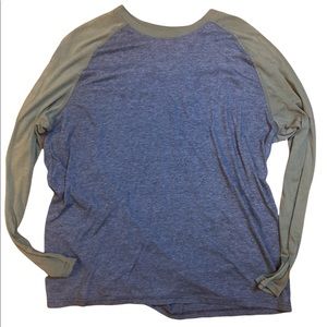 Olive and Dark Grey Crew Neck Long Sleeved Tee